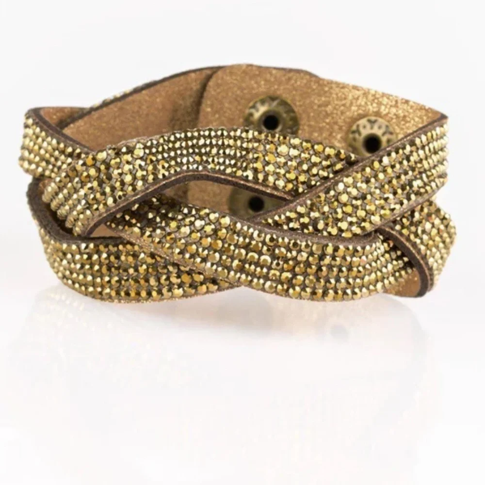 Paparazzi bracelet Bronze Gold Black‎ Wrap snap closure fashion jewelry New